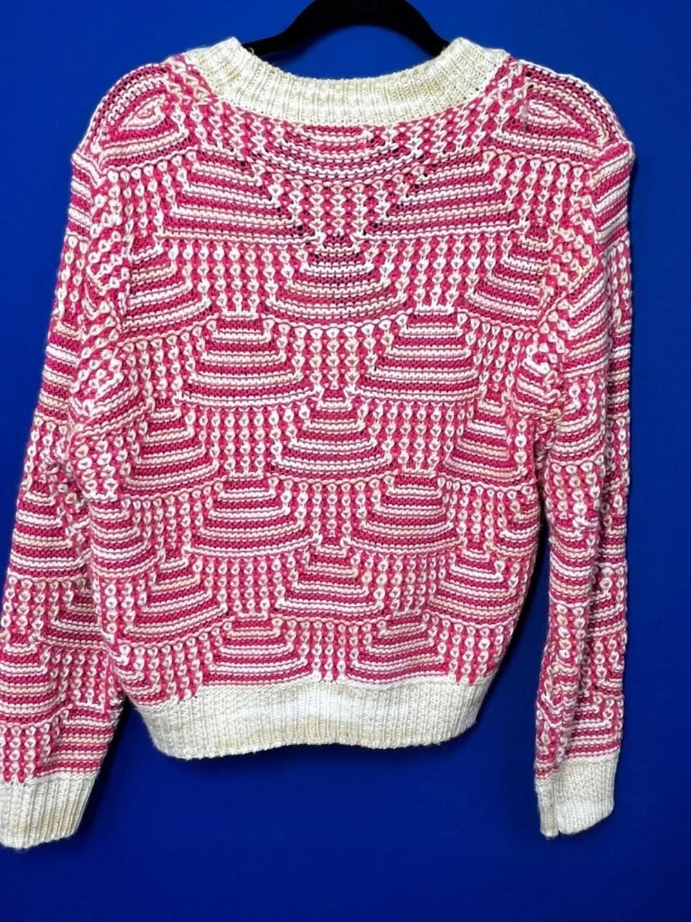 |•FATE•| Cute Pink White & Tan Cardigan Sweater Size Medium